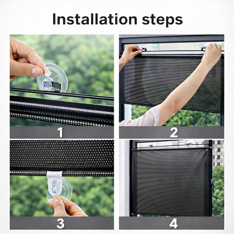 Retractable Suction Cup Window Roller Blind