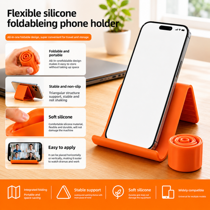 Flexible Silicone Phone Stand with Aluminum Core