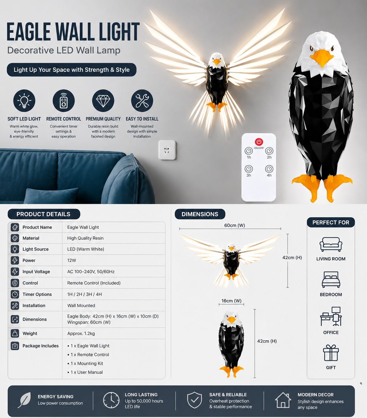 Eagle Wall Decoration Light