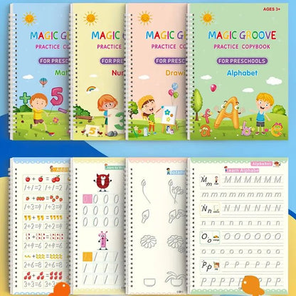Magic Book for Kids (4 Book+10 Refill+1 Pen+1 Grip)