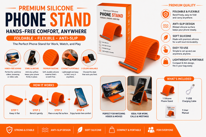 Flexible Silicone Phone Stand with Aluminum Core