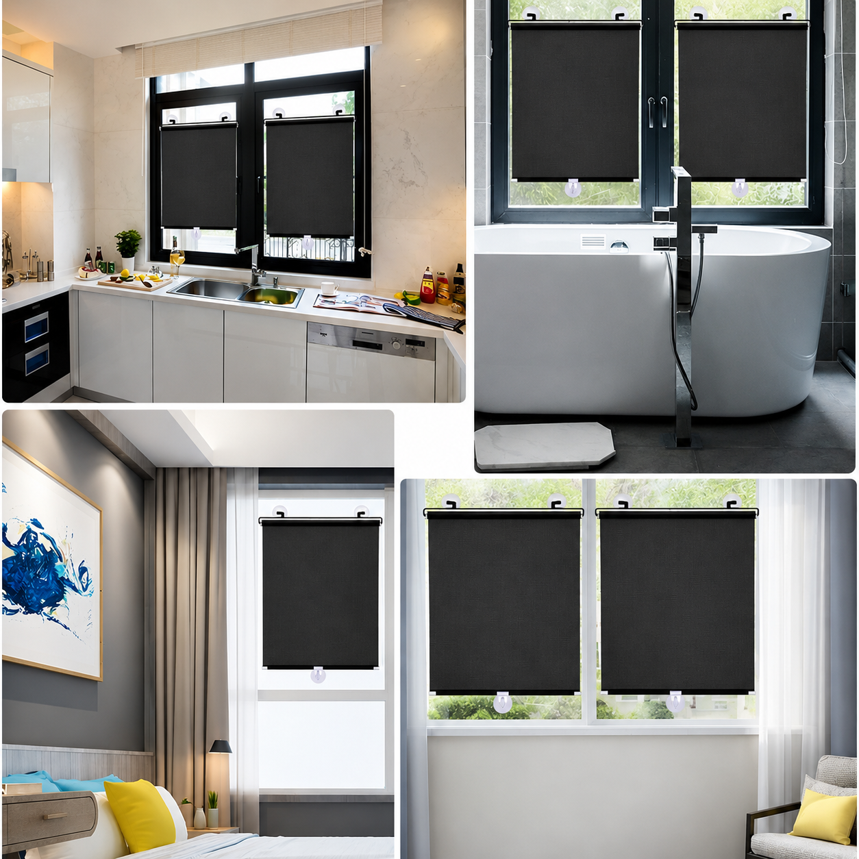 Retractable Suction Cup Window Roller Blind