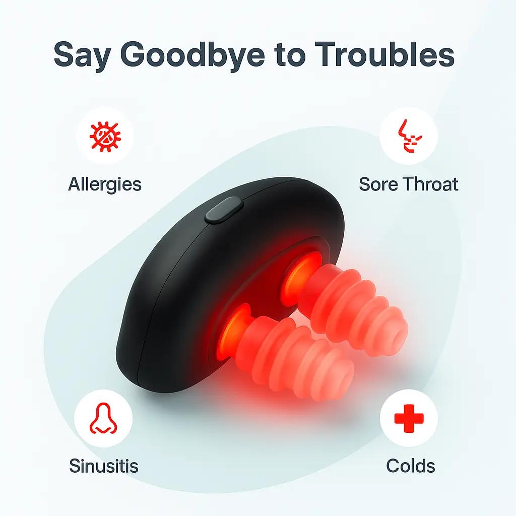 Portable Relief Red Light Therapy Instrument for Nose, Nasal Soothing Device